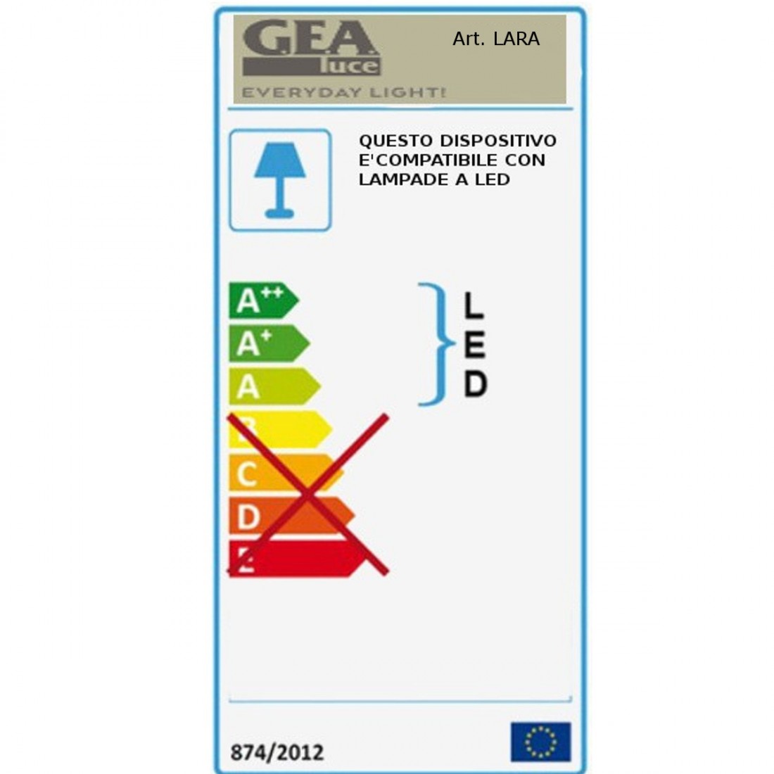Applique GE-LARA AP E14 LED vetro colorato decorato