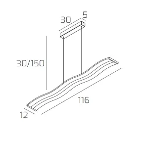Lampadario led dimmerabile Top Light Double Wave 1178S CTT