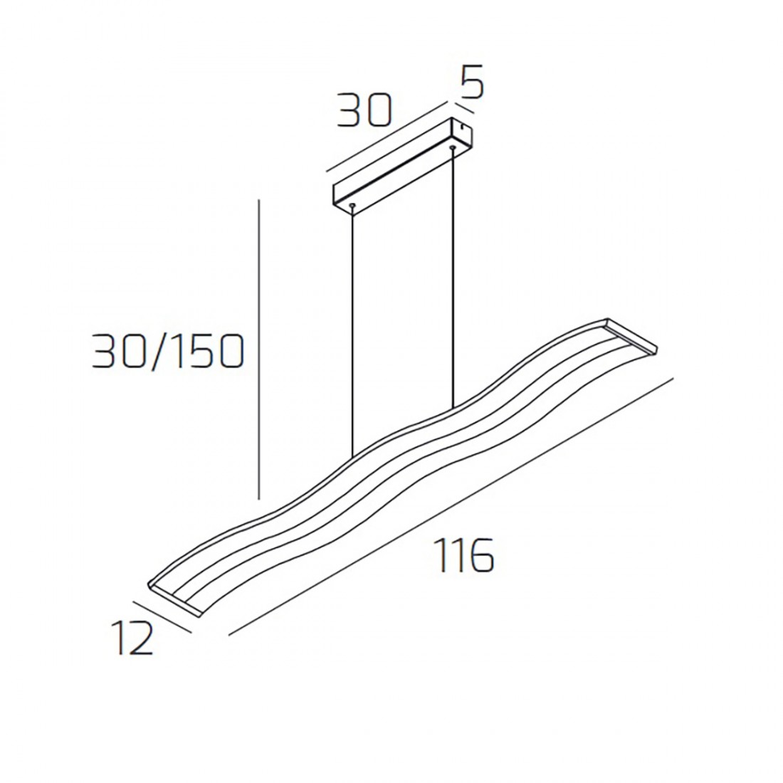 Lampadario led dimmerabile Top Light Double Wave 1178S CTT