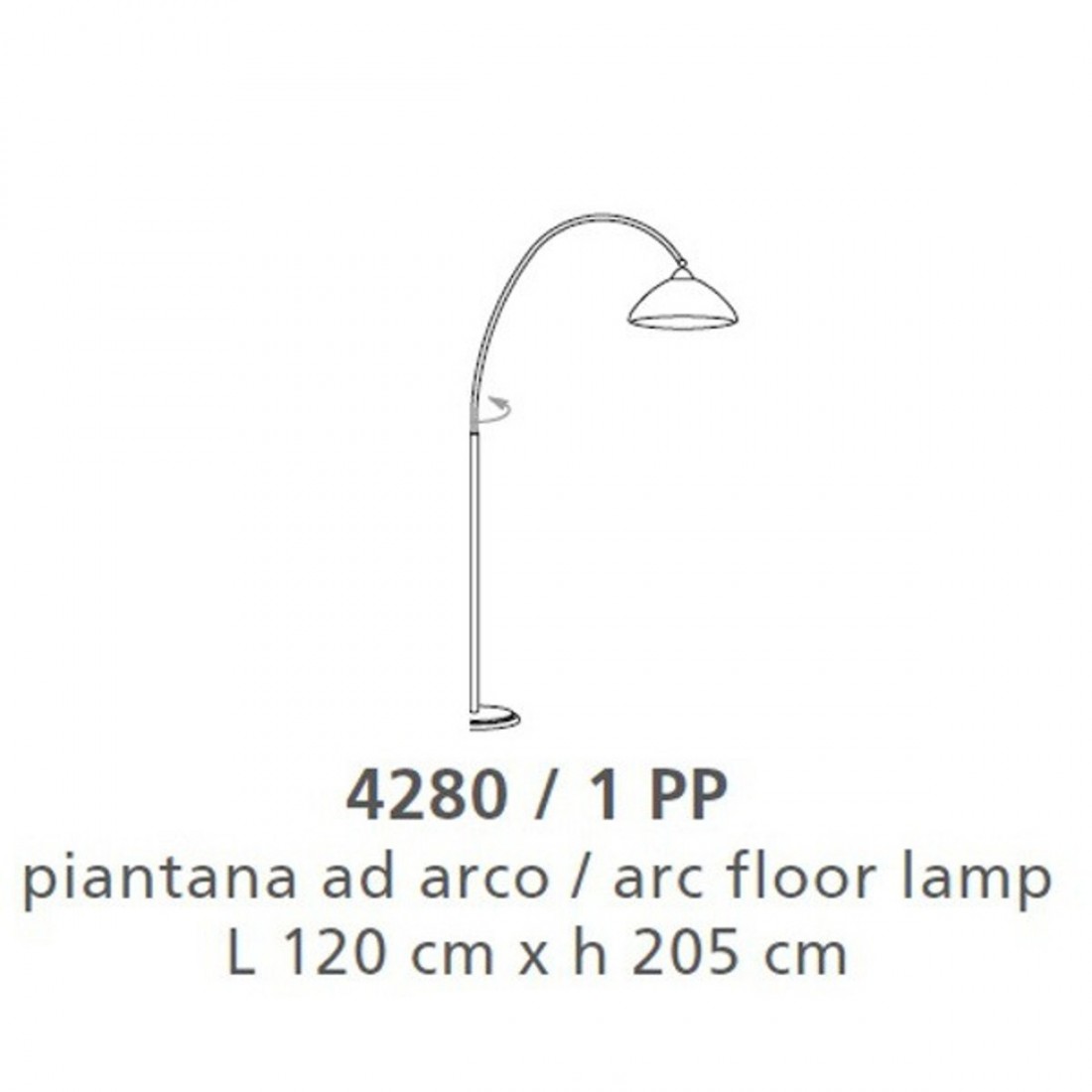 Lampadaire arqué avec douille E27 pour LED internes IP20