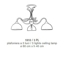 Klassische Deckenleuchte mit 3 Lichtern E14 Attack LED-Lampe, IP20 Innenräume.
