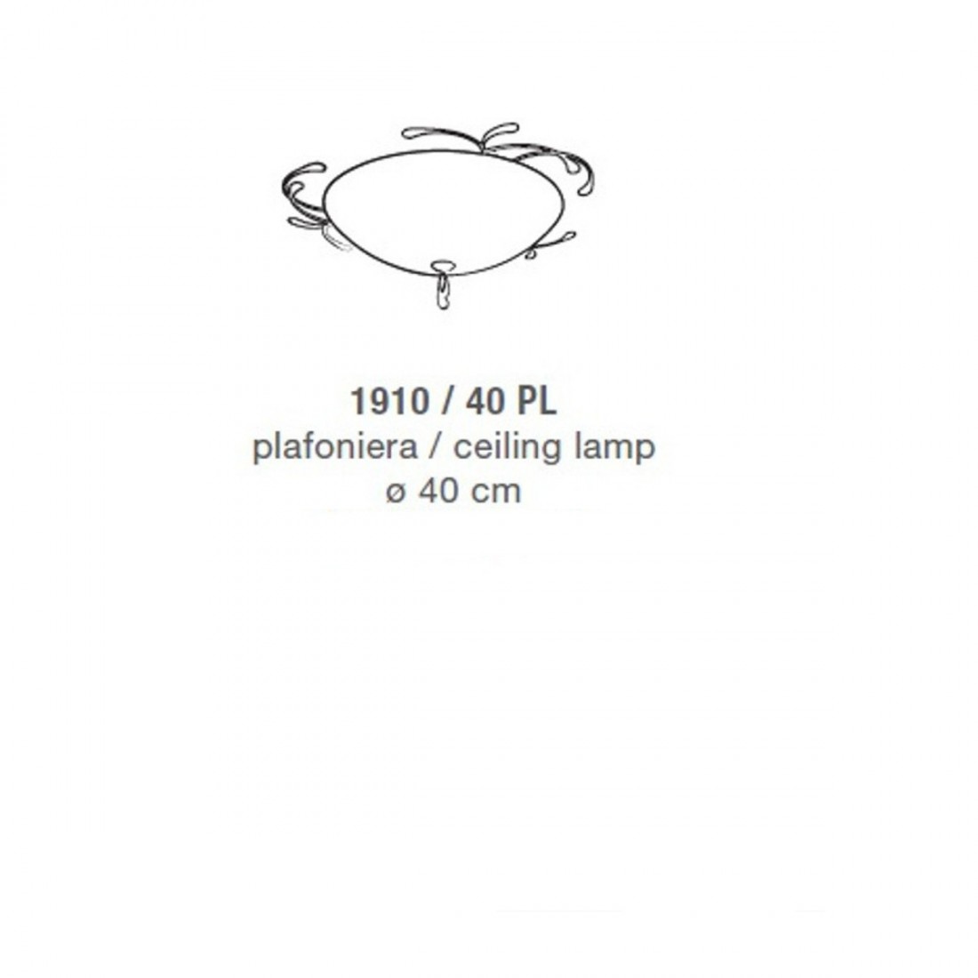 Plafón clásico LAM 1910 PL 40 E27 LED, rizos de metal