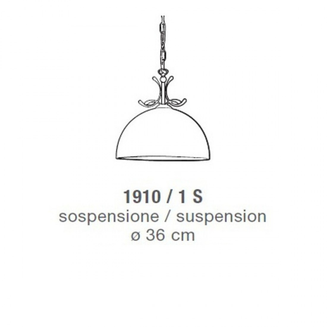 Suspension classique avec plaque et chaîne réglable, E27 LED, IP20.