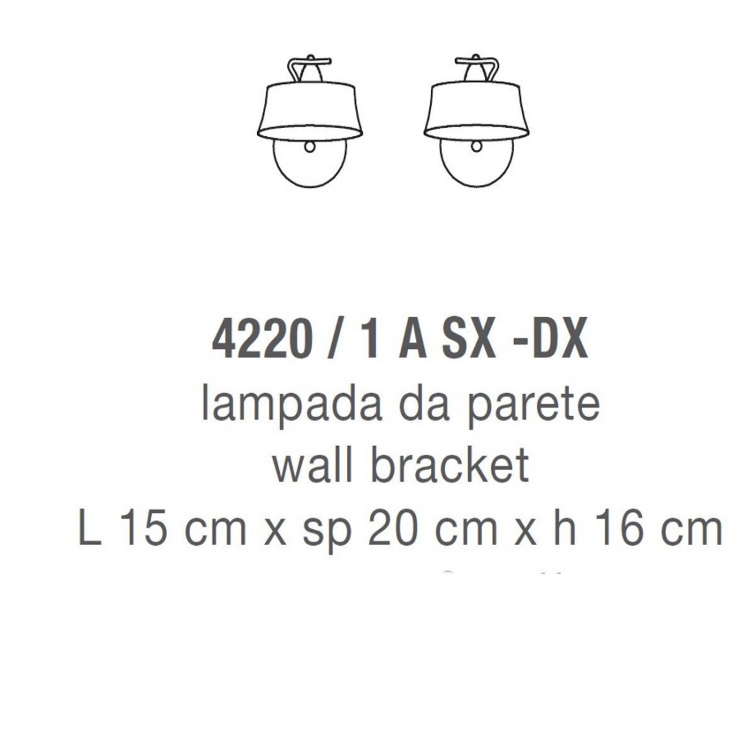 Applique en métal Lam 4220 1A et culot LED E14 en verre classique