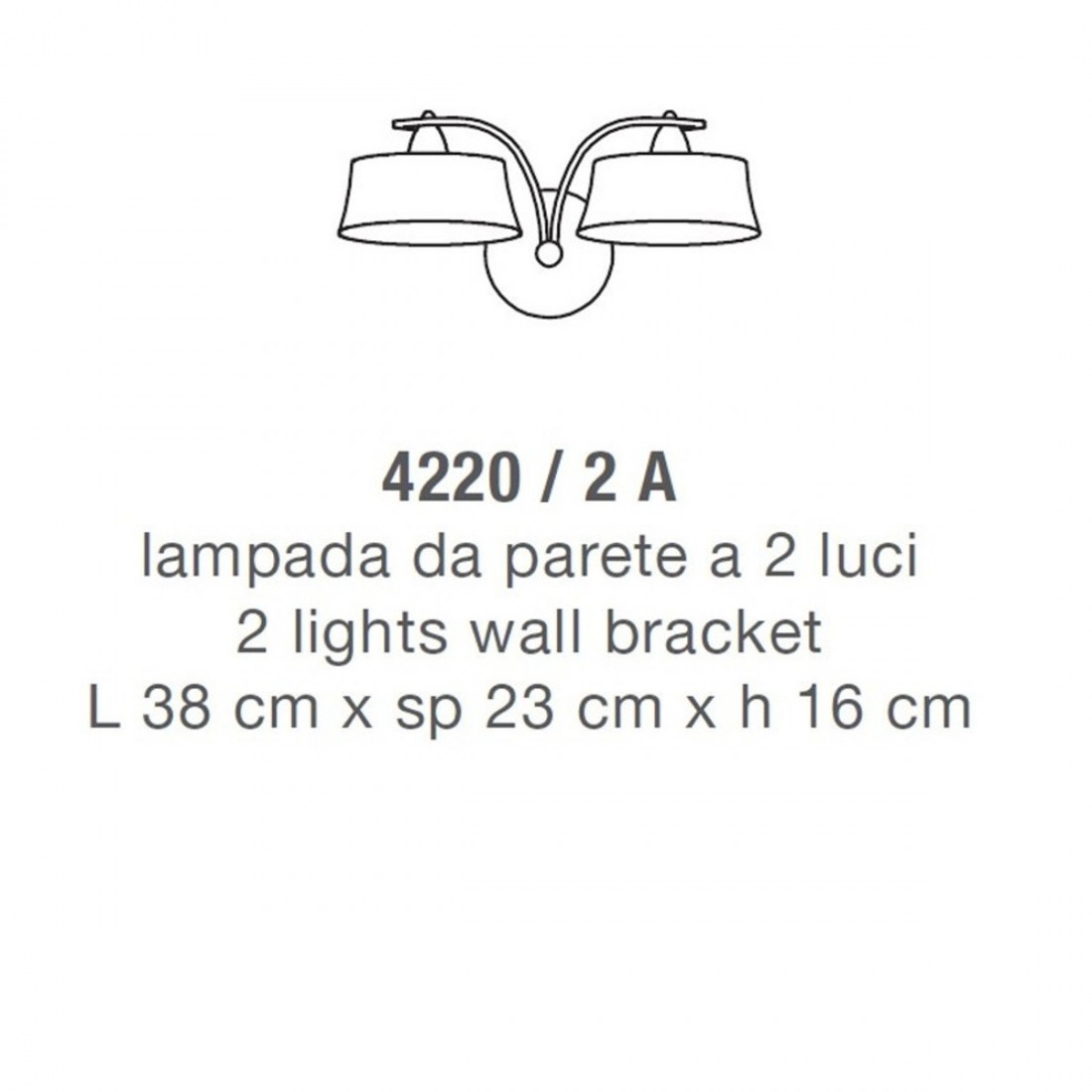 Lam 4220 2A klassische Wandleuchte Made in Italy.