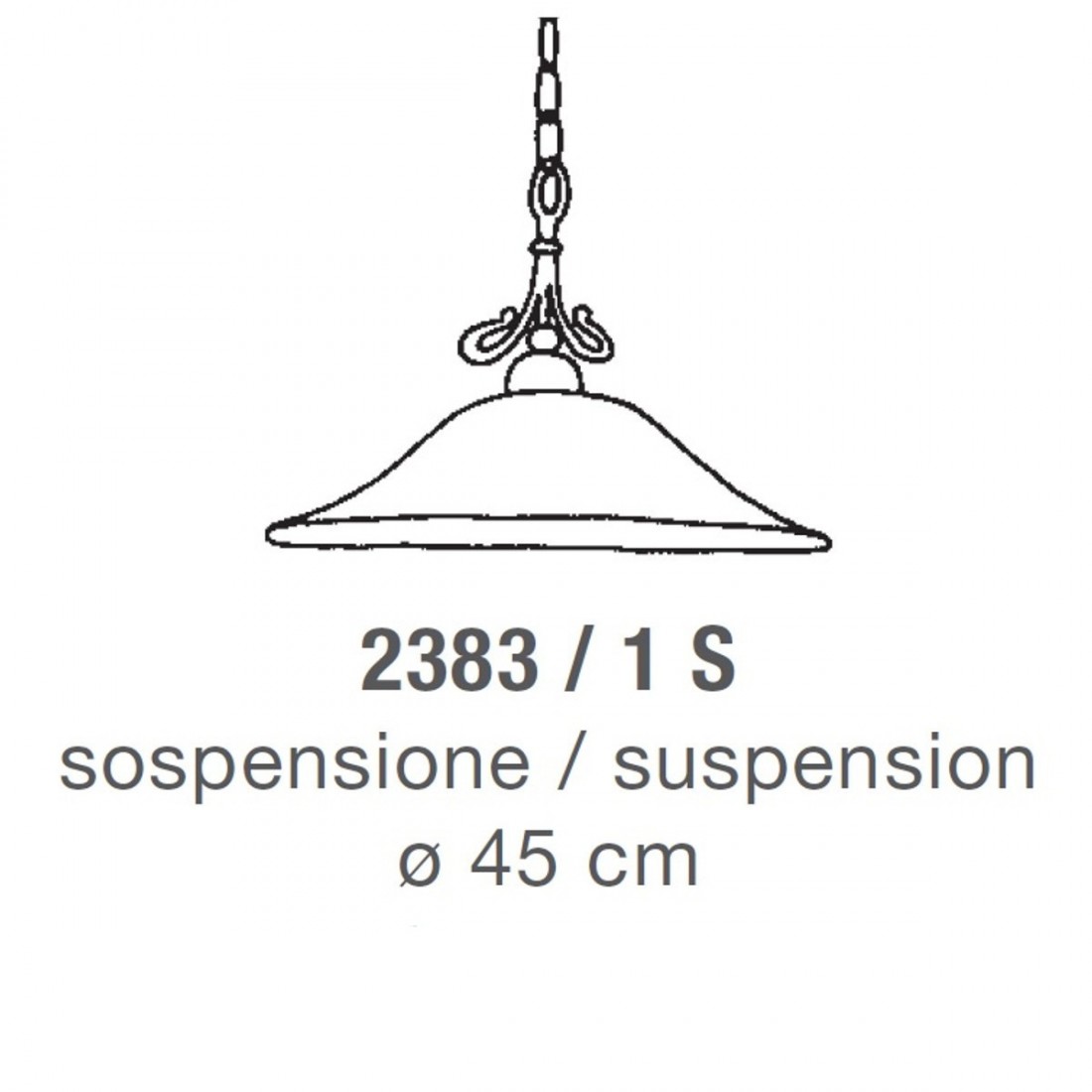 Lampadario classico LAM 2383 1S E27 LED, piatto curvo e metallo