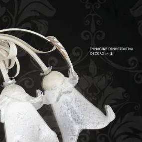 Stehlampe aus Metall mit Blättern und Blumenglas. 3x E14 Innen-LED.