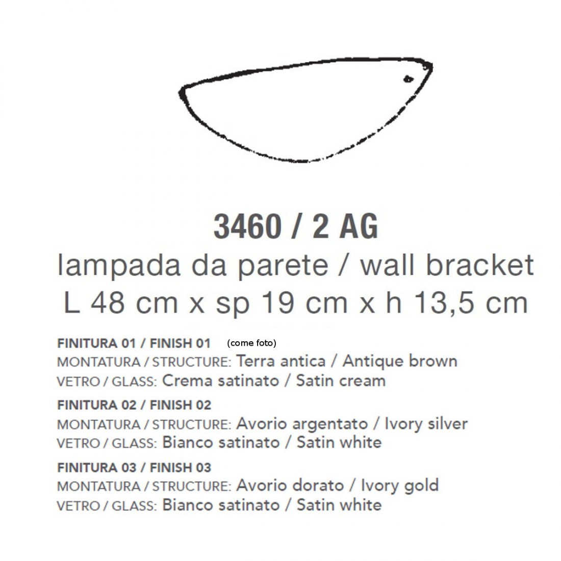 Tablett-Wandleuchte aus weißem, cremefarbenem Glas im klassischen Stil