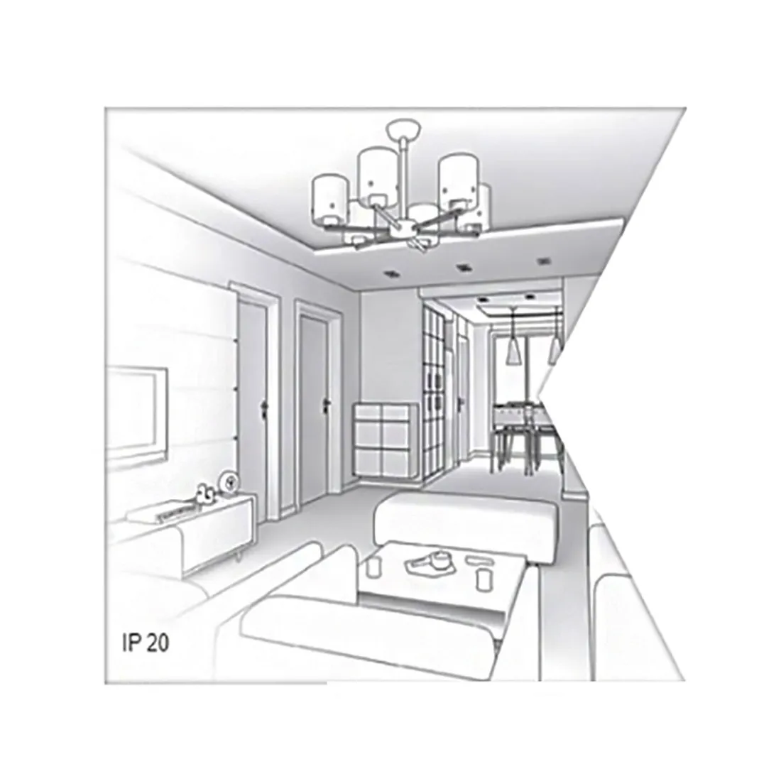 Lustre rectangulaire classique à quatre lumières E14 LED internes