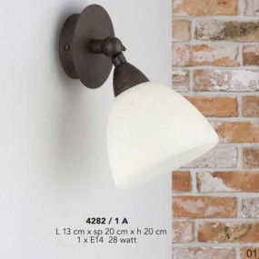 Applique classico LAM 4282 1A E14 LED metallo vetro lampada parete soffitto
