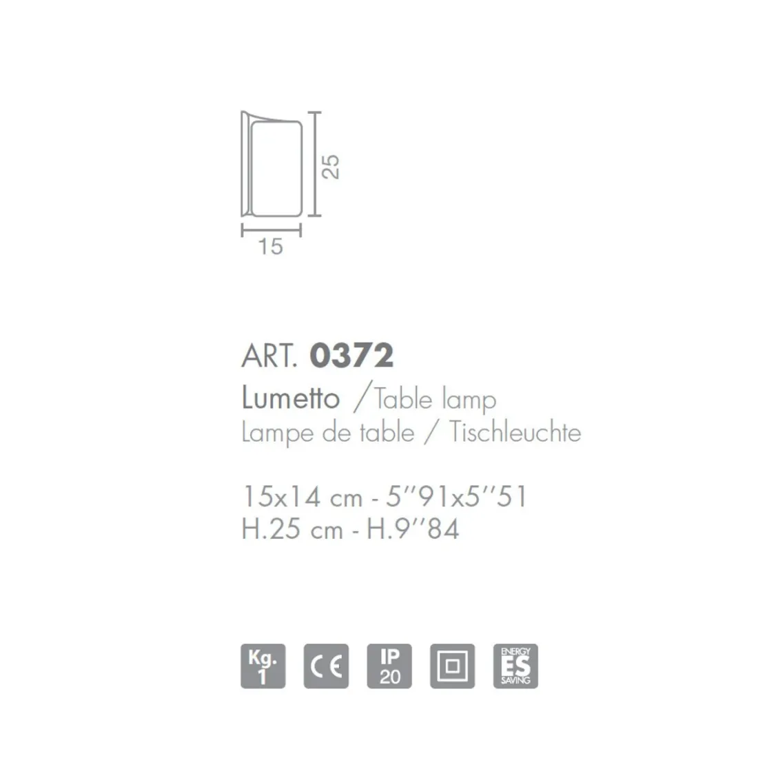 Abat-jour classique Selene illuminazione PAPIRO 0372 033 006 E27 LED