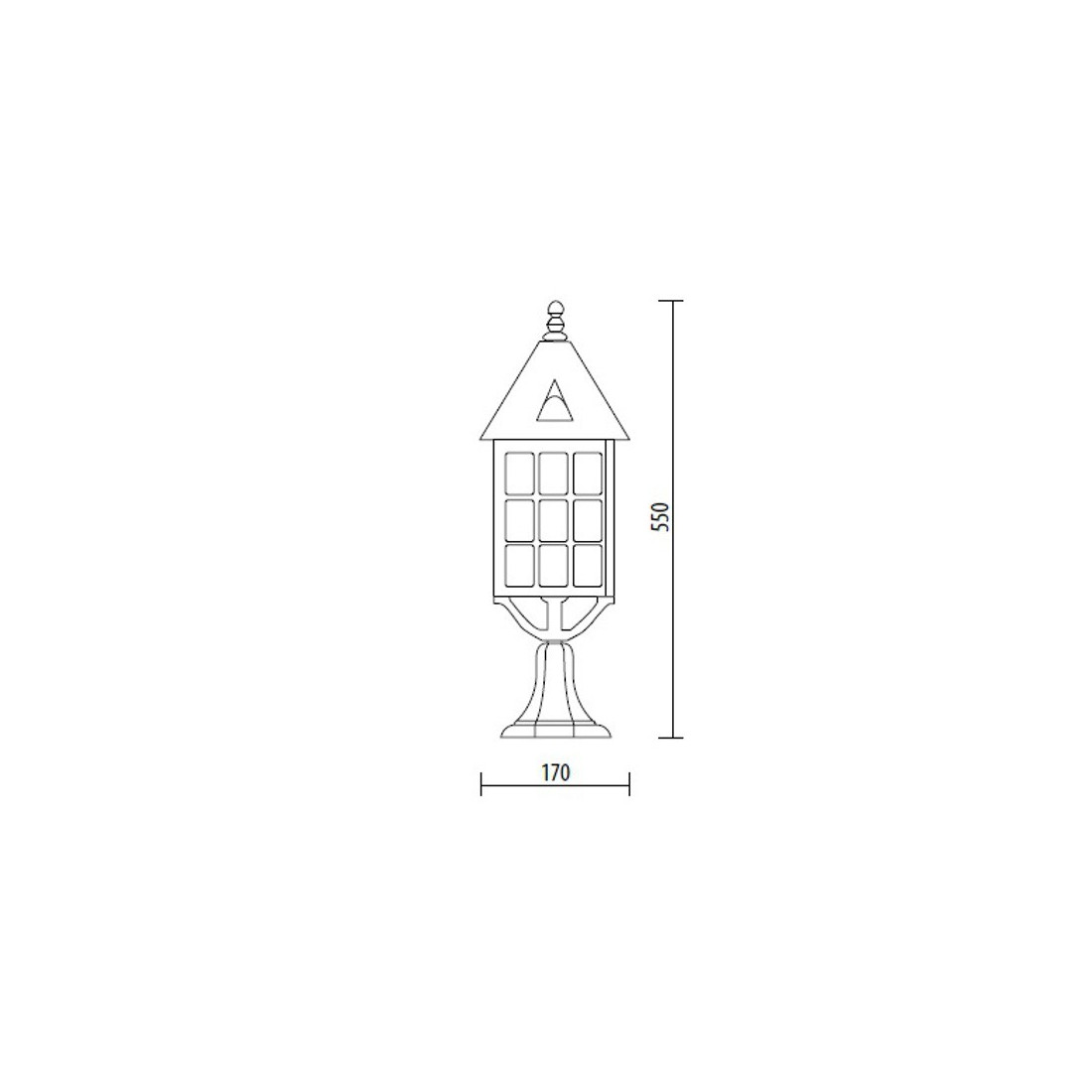 Lampadaire BA-D-7016 classique lanterne externe duralighting plastique E27 IP44