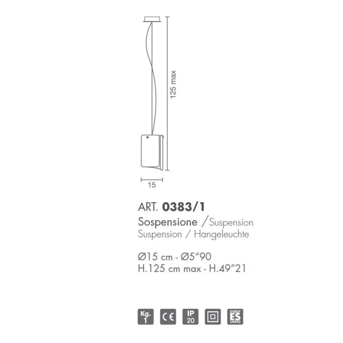 Lampadario PAPIRO 0383 Selene illuminazione