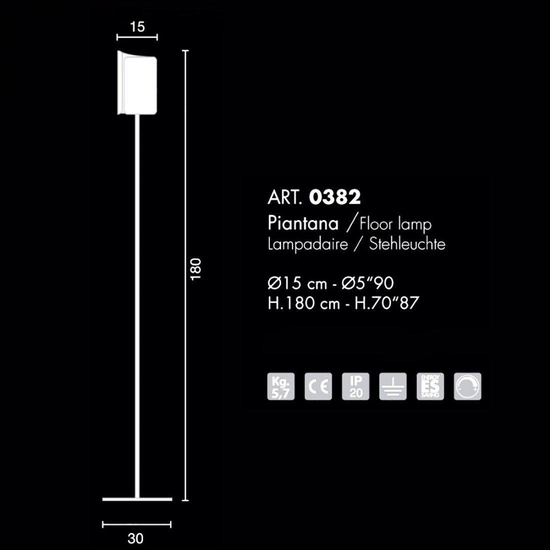 Klassische Stehleuchte Selene illuminazione PAPYRUS 0382 033 006