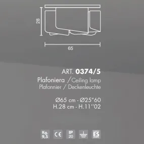 Plafoniera PAPIRO 0374 Selene illuminazione