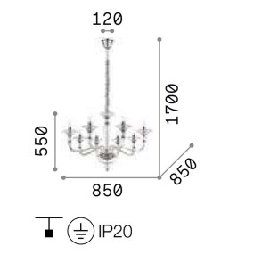 Ideal Lux lustre classique DANIELI SP8 159973 E14 LED