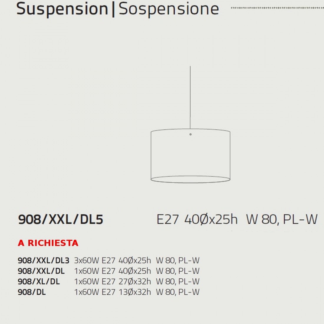 Cilindro suspensión en plástico, metacrilato blanco 5 luces led e27.