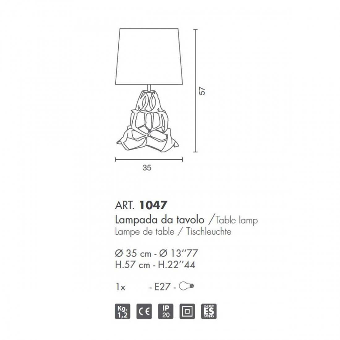Moderner Lampenschirm Selene ANAIS 1047 011 009 E27 LED