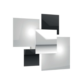 Moderne quadratische Deckenleuchte aus farbigem oder verziertem Glas. LED.