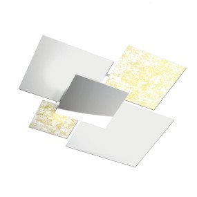 Moderne quadratische Deckenleuchte aus farbigem oder verziertem Glas. LED.