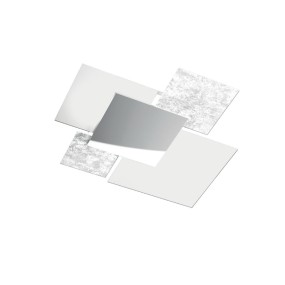 Moderne quadratische Deckenleuchte aus farbigem oder verziertem Glas. LED.