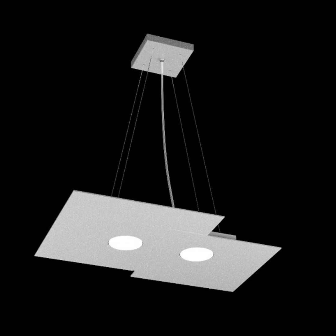 Lustre led rectangulaire en métal blanc, 2 lumières sans conducteur.