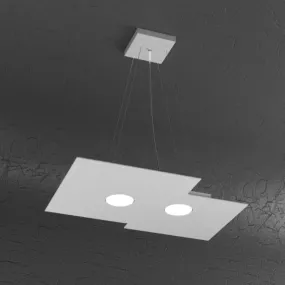 Rechteckiger weißer LED-Kronleuchter aus Metall, 2 Lichter ohne Treiber.