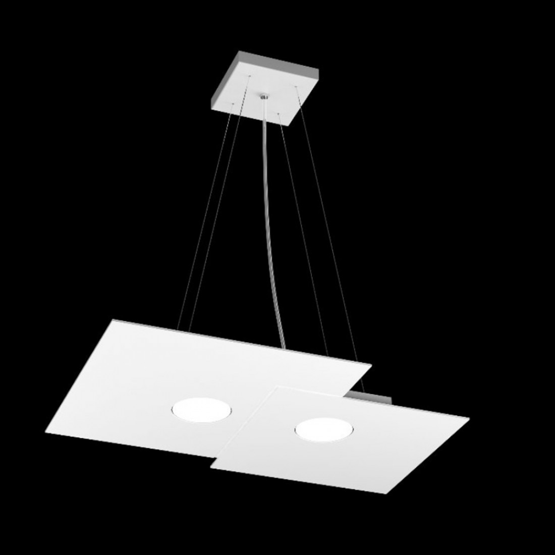 Lustre led rectangulaire en métal blanc, 2 lumières sans conducteur.