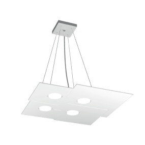 Lustre led carré en métal blanc, 4 lumières sans conducteur.