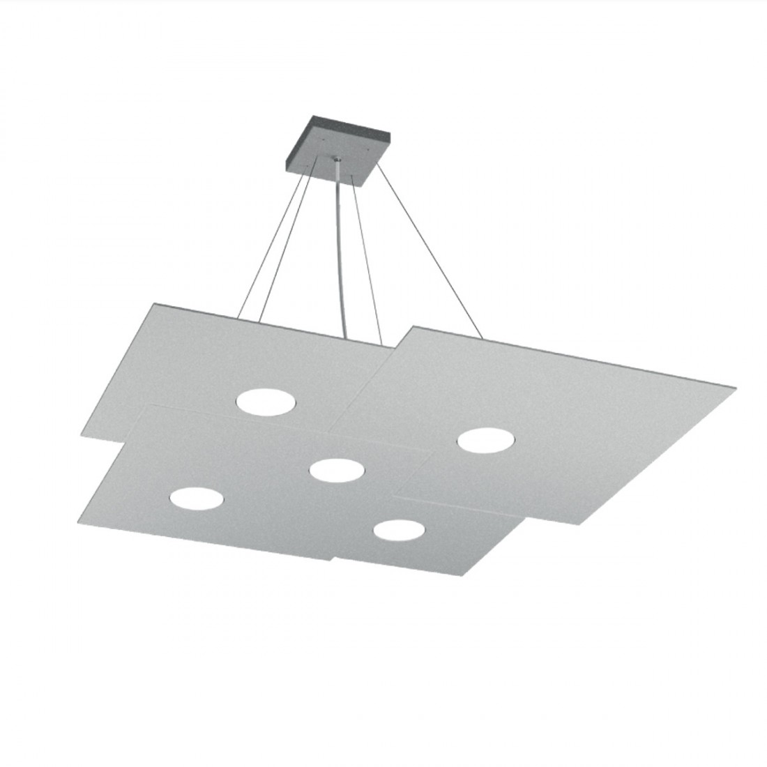 Lustre led rectangulaire en métal blanc, 5 lumières sans conducteur.