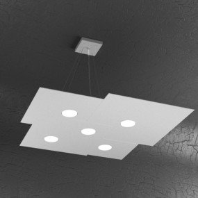 Lustre led rectangulaire en métal blanc, 5 lumières sans conducteur.