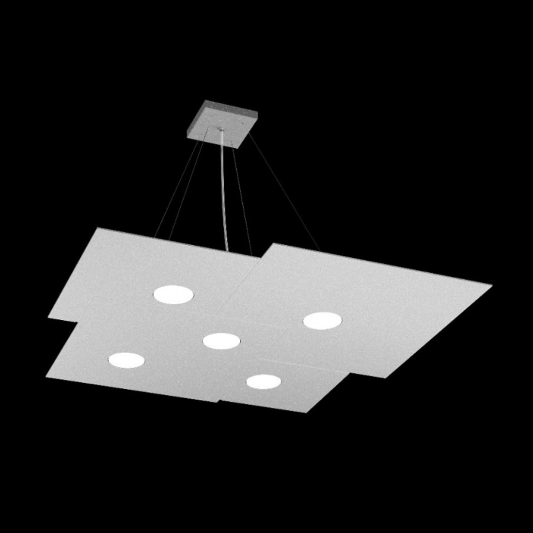 Lustre led rectangulaire en métal blanc, 5 lumières sans conducteur.