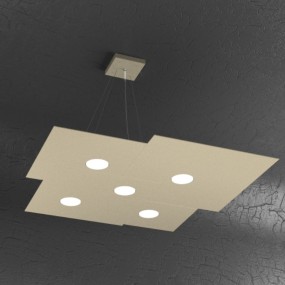 Lustre led rectangulaire en métal blanc, 5 lumières sans conducteur.