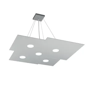 Rechteckiger weißer LED-Kronleuchter aus Metall, 7 Lichter ohne Treiber.