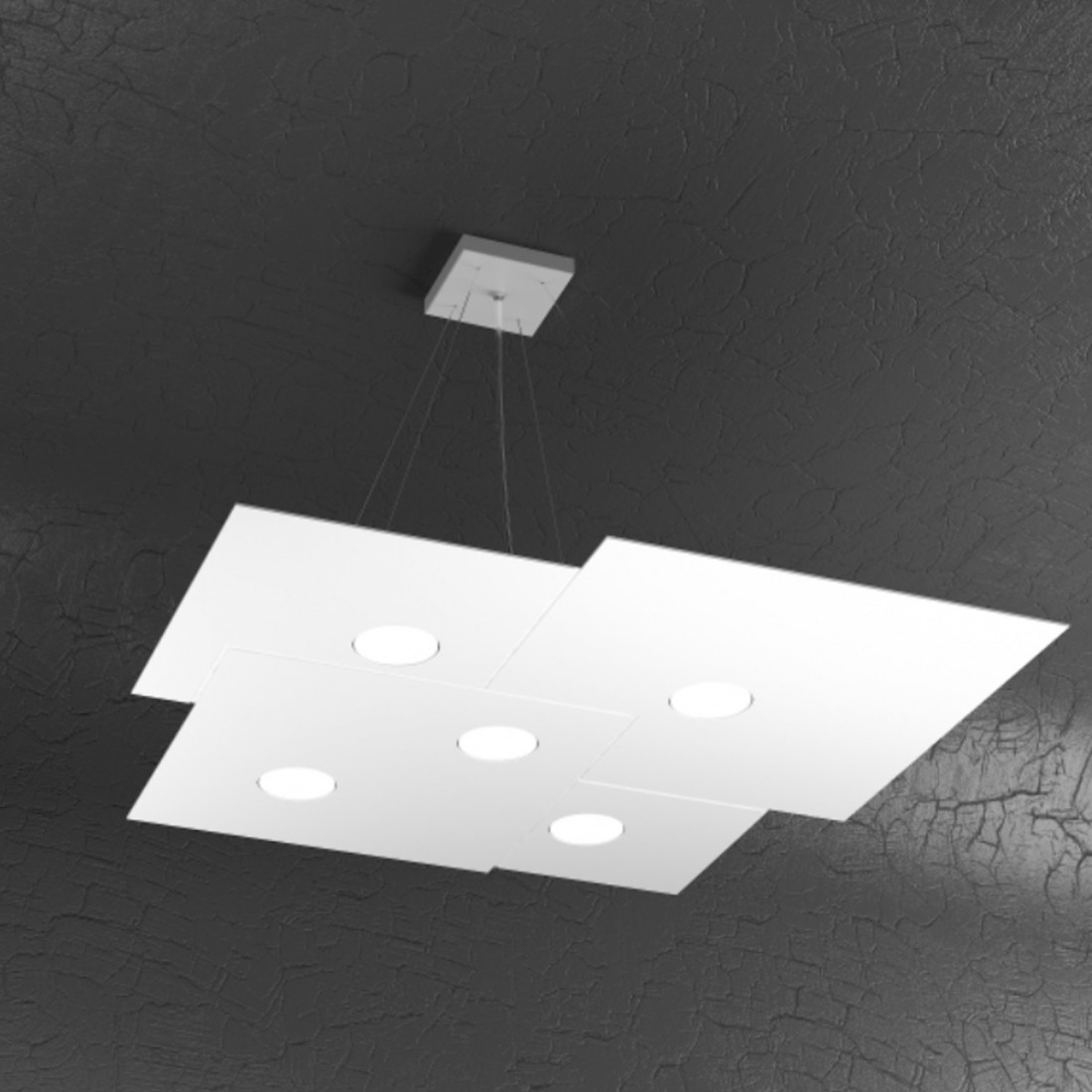 Lustre led rectangulaire en métal blanc, 7 lumières sans conducteur.