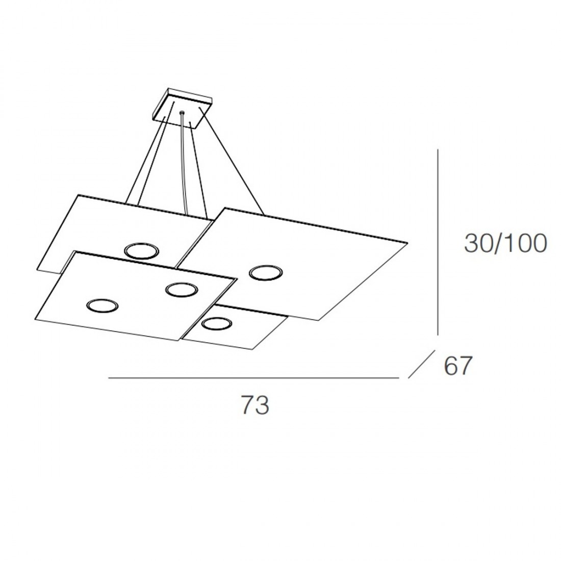 Lampadario PLATE 1129 S5 +2 Top Light