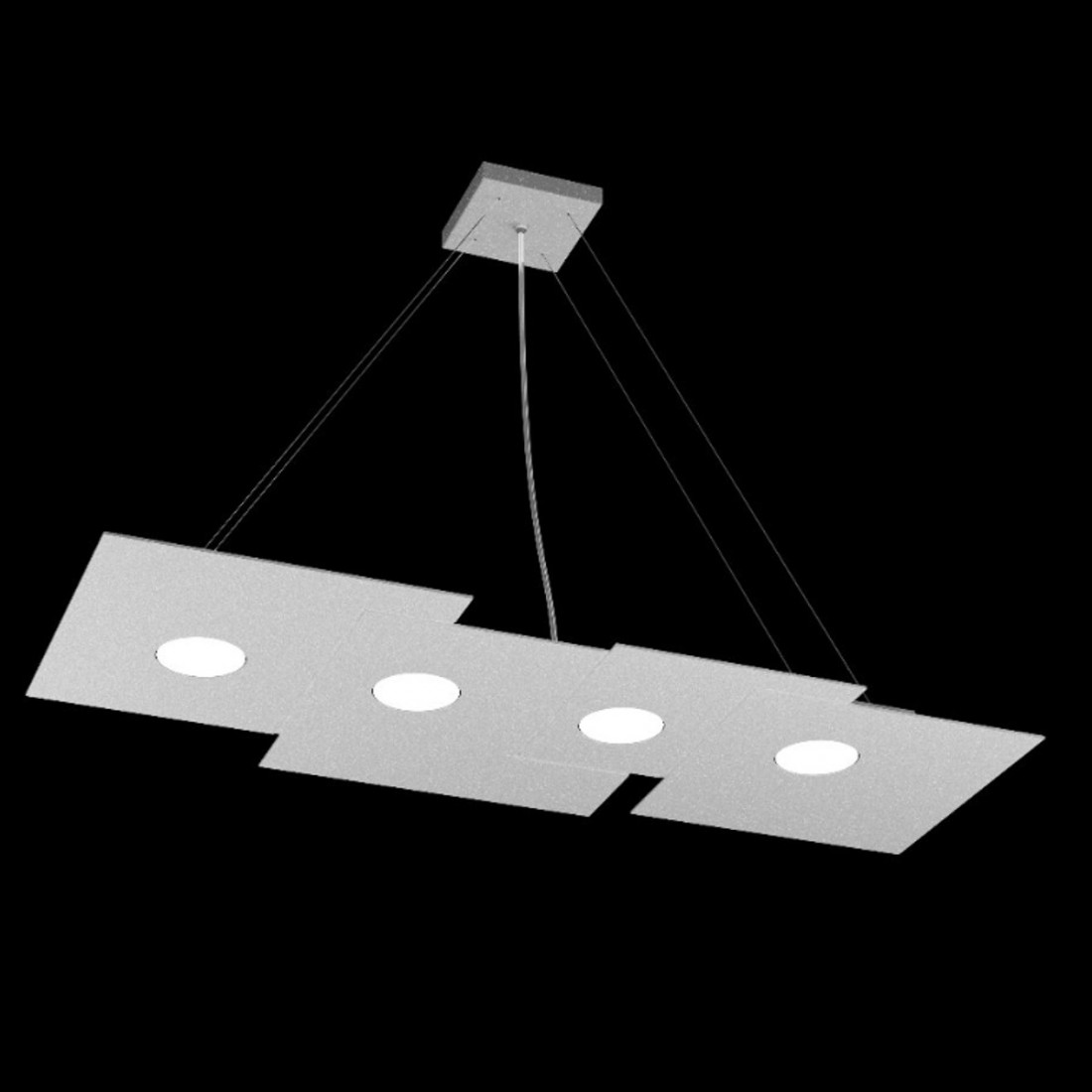 Rechteckiger weißer LED-Kronleuchter aus Metall, 4 Lichter ohne Treiber.