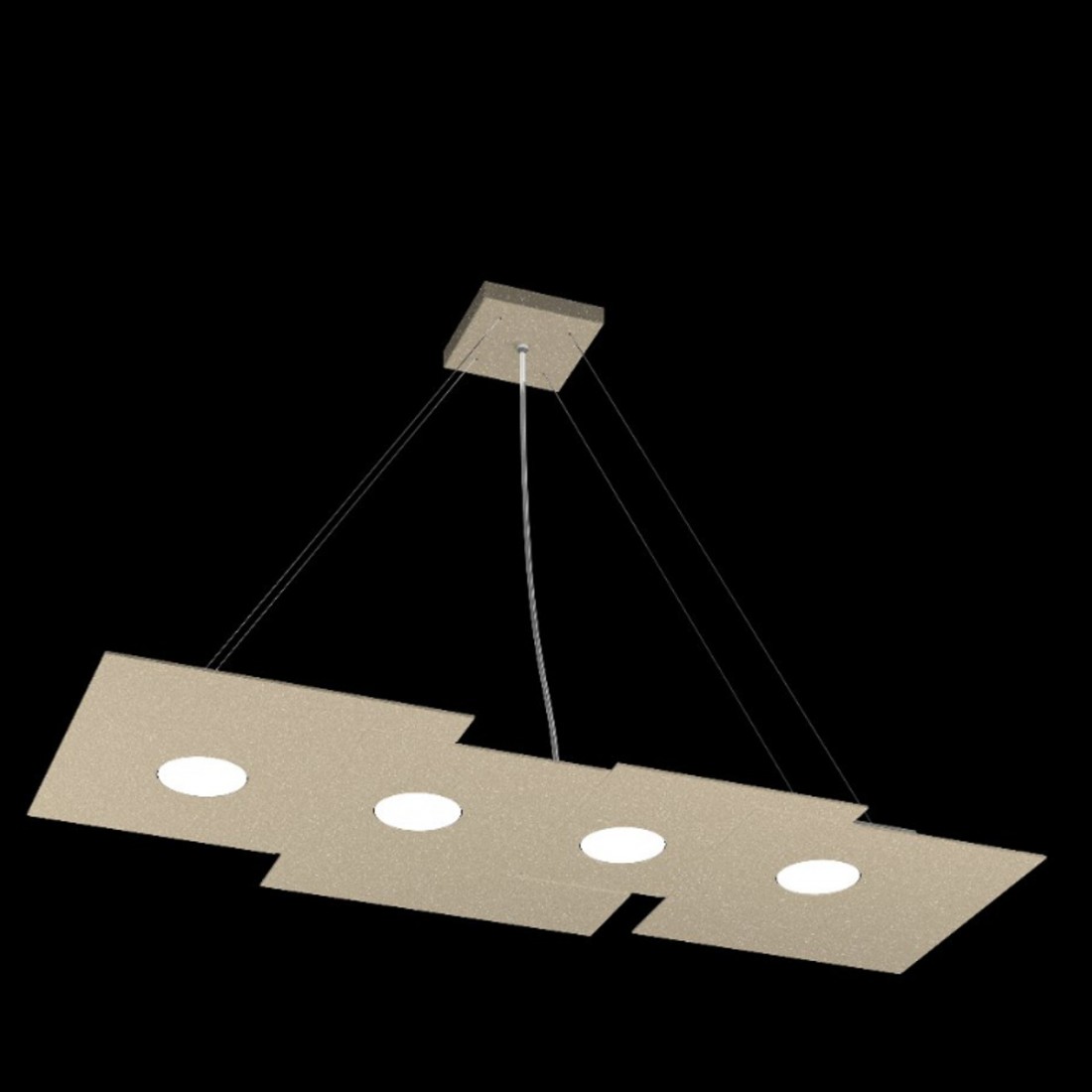 Lustre led rectangulaire en métal blanc, 4 lumières sans conducteur.