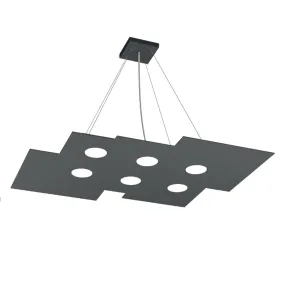 Rechteckiger weißer LED-Kronleuchter aus Metall, 6-flammig ohne Treiber.