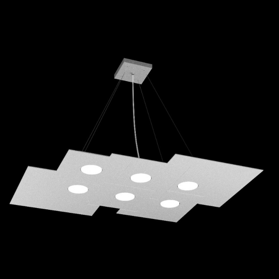 Rechteckiger weißer LED-Kronleuchter aus Metall, 6-flammig ohne Treiber.