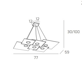 Rechteckiger weißer LED-Kronleuchter aus Metall, 6-flammig ohne Treiber.