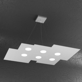 Lustre led rectangulaire en métal blanc, 8 lumières sans conducteur.