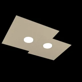 Plafonnier rectangulaire en métal blanc à led, 2 lumières, plat.