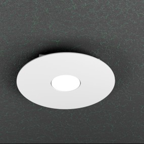 Plafonnier rond en métal blanc avec led 1 lumière, plat.