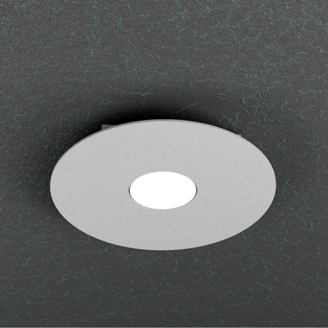 Runde Deckenleuchte aus weißem Metall mit LED 1 Licht, flach.