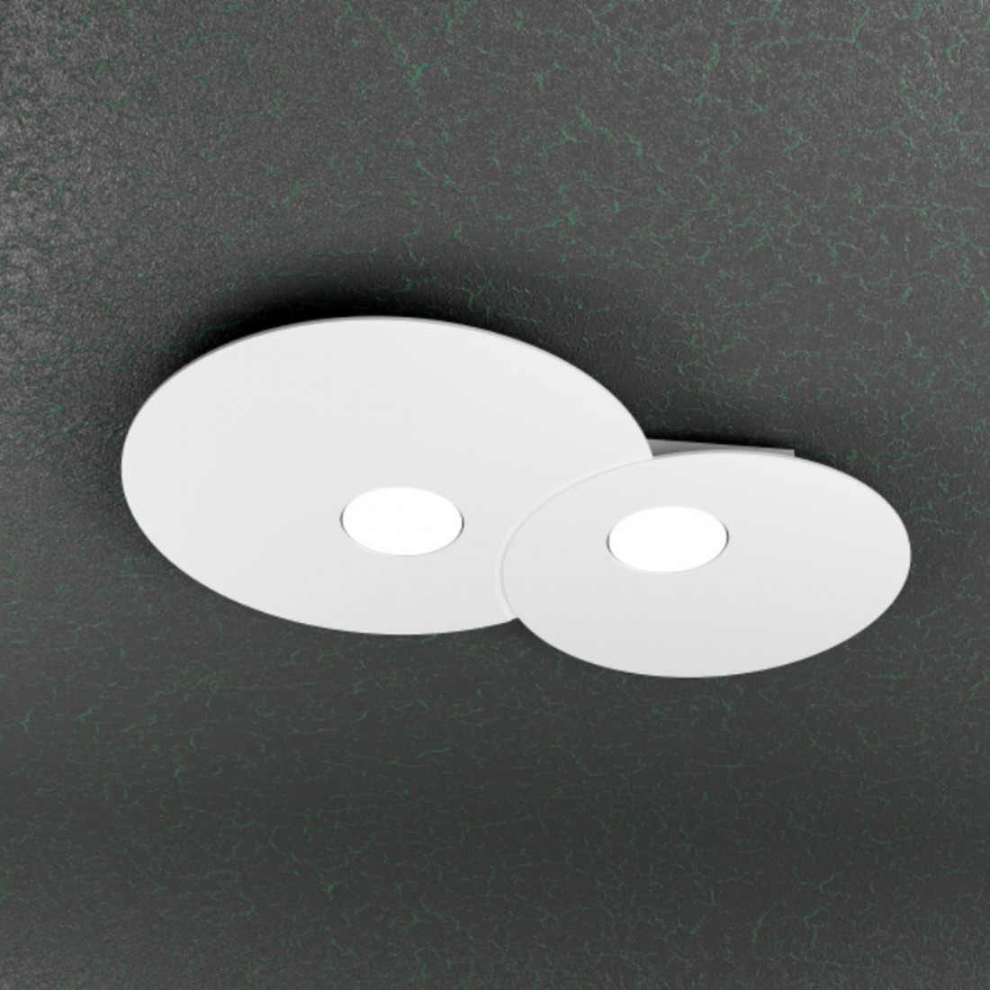 Plafonnier Cloud en métal blanc à led, 2 lumières, plat.