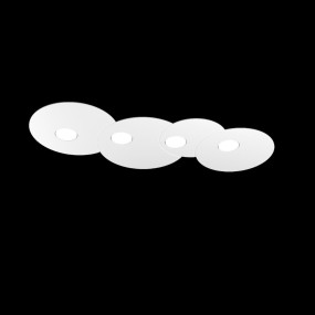 Cloud Deckenleuchte aus weißem Metall mit LED, 4 Lichter, flach.