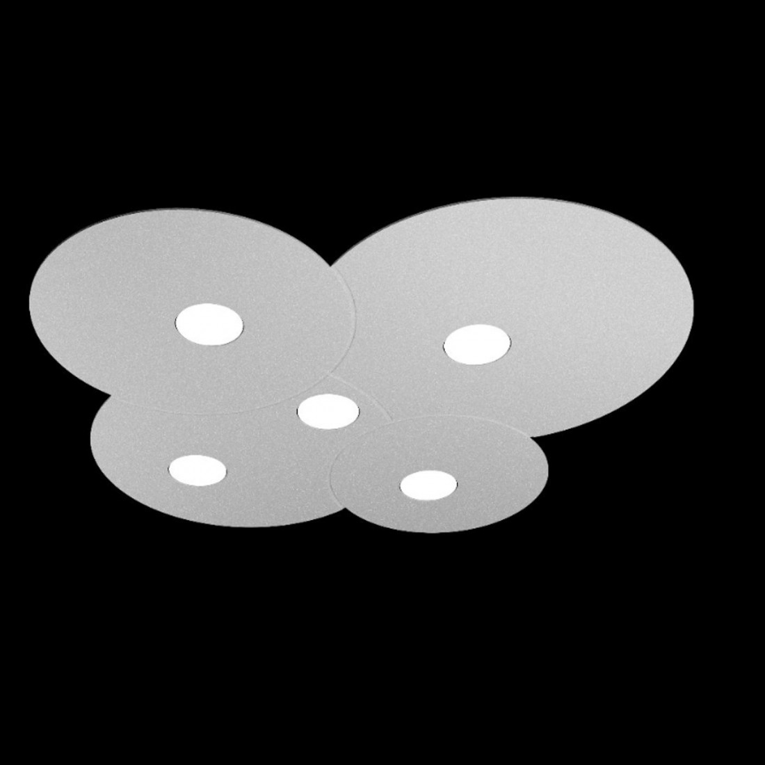 Plafonnier Cloud en métal blanc à led, 5 lumières, plat.