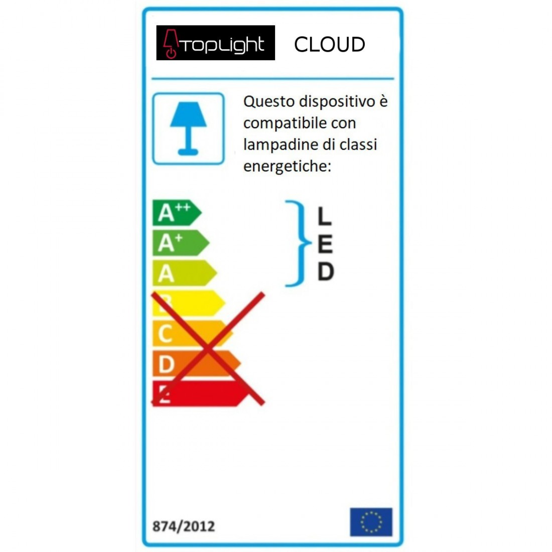 Cloud Deckenleuchte aus weißem Metall mit LED, 5 Lichter, flach.