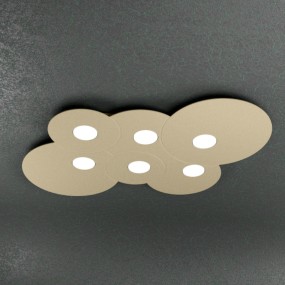 Plafonnier Cloud en métal blanc avec led, 6 lumières, plat.